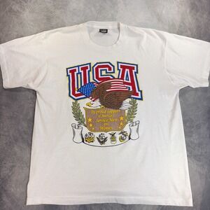 Vintage Screen Stars Best USA Eagle Tee Mens XXL White Patriotic Single Stitch